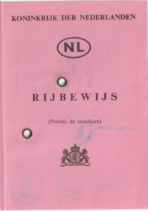 Voorkant rijbewijs 1974