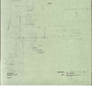 Veldwerkkaart uit 1977 met daarop het oude en nieuwe huis van Oostwijk 3 Dedemsvaart