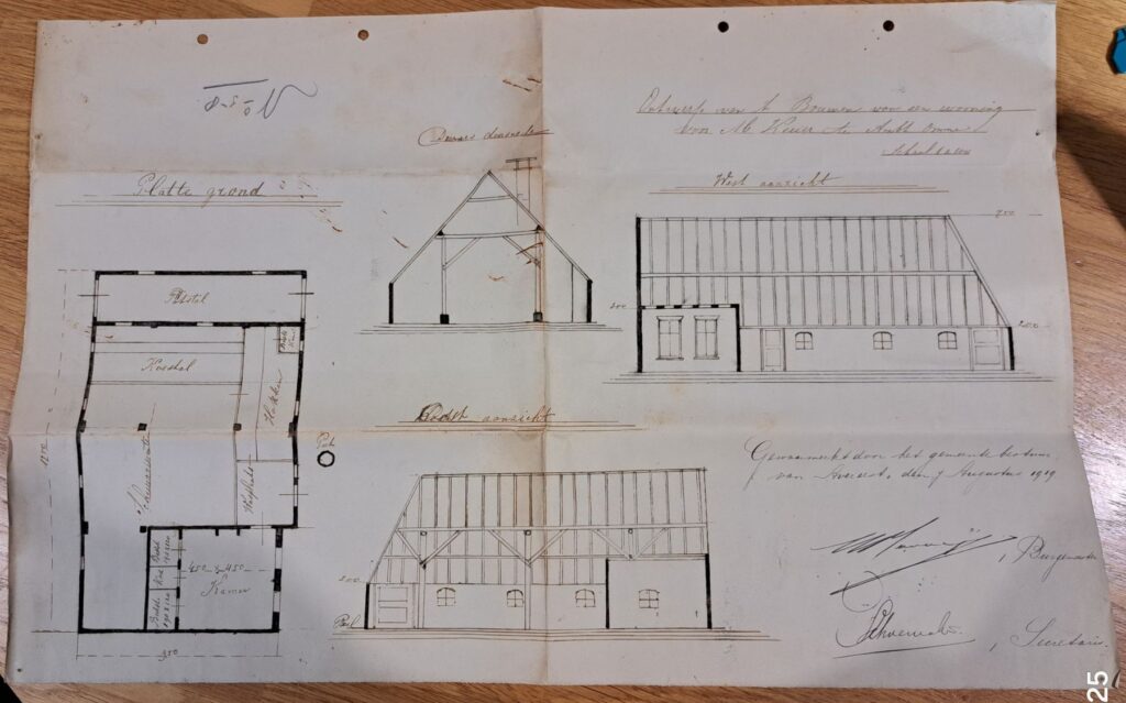 Bouwtekening van de bouwvergunning van Oostwijk 3 uit 1919.