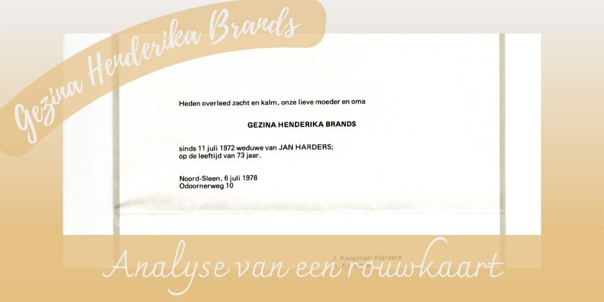 Analyse rouwkaart Gezina Henderika Brands