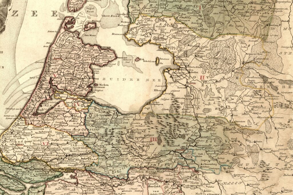 Deel van Nieuwe kaart der Bataafsche Republiek; 1798 - origineel van Drents Archief