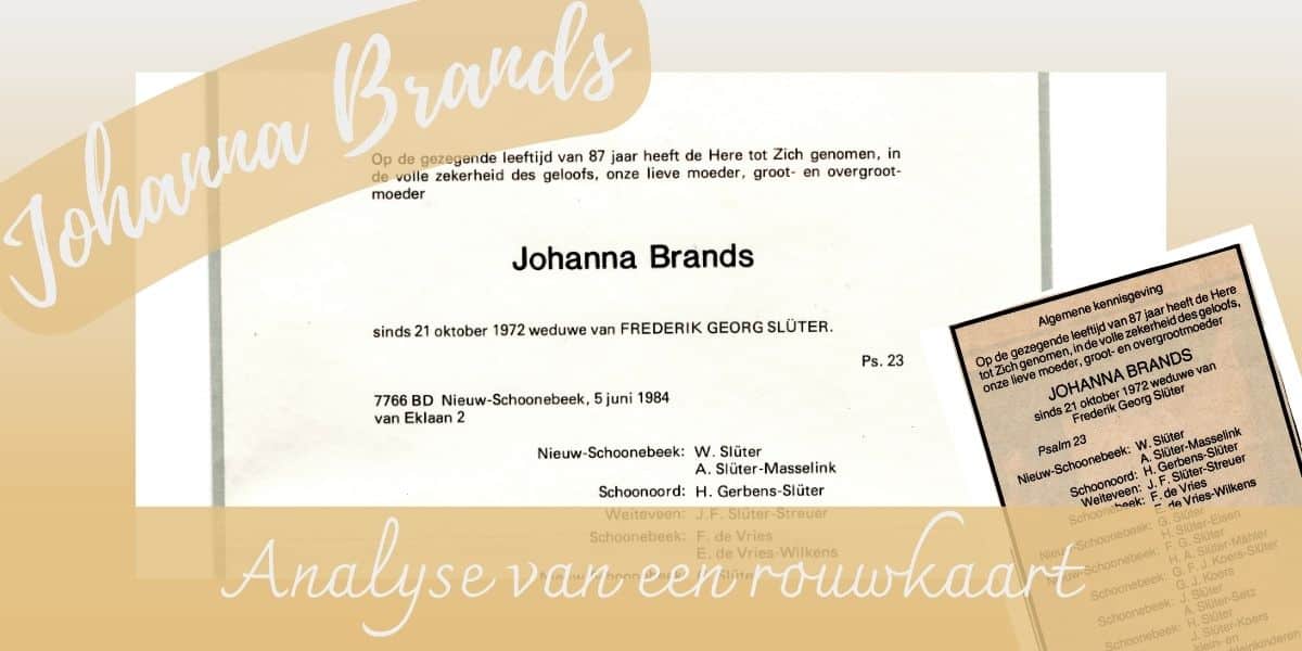 Analyse rouwkaart Johanna Brands