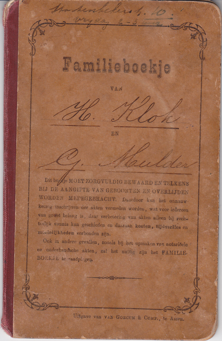 Familieboekje Harm Klok en Geertien Mulder