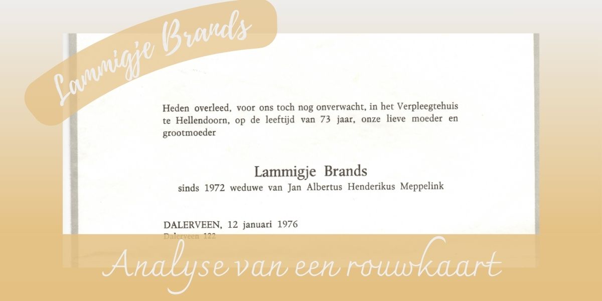 Analyse rouwkaart Lammigje Brands